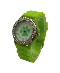 Olivia Pratt Lime Every Day Silicone Paw and Rhinestones Colorful Women Watch