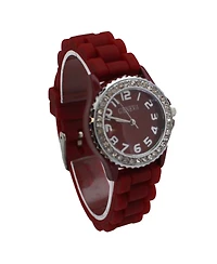 Olivia Pratt Every Day Thin Band Silicone and Rhinestones Colorful Women Watch