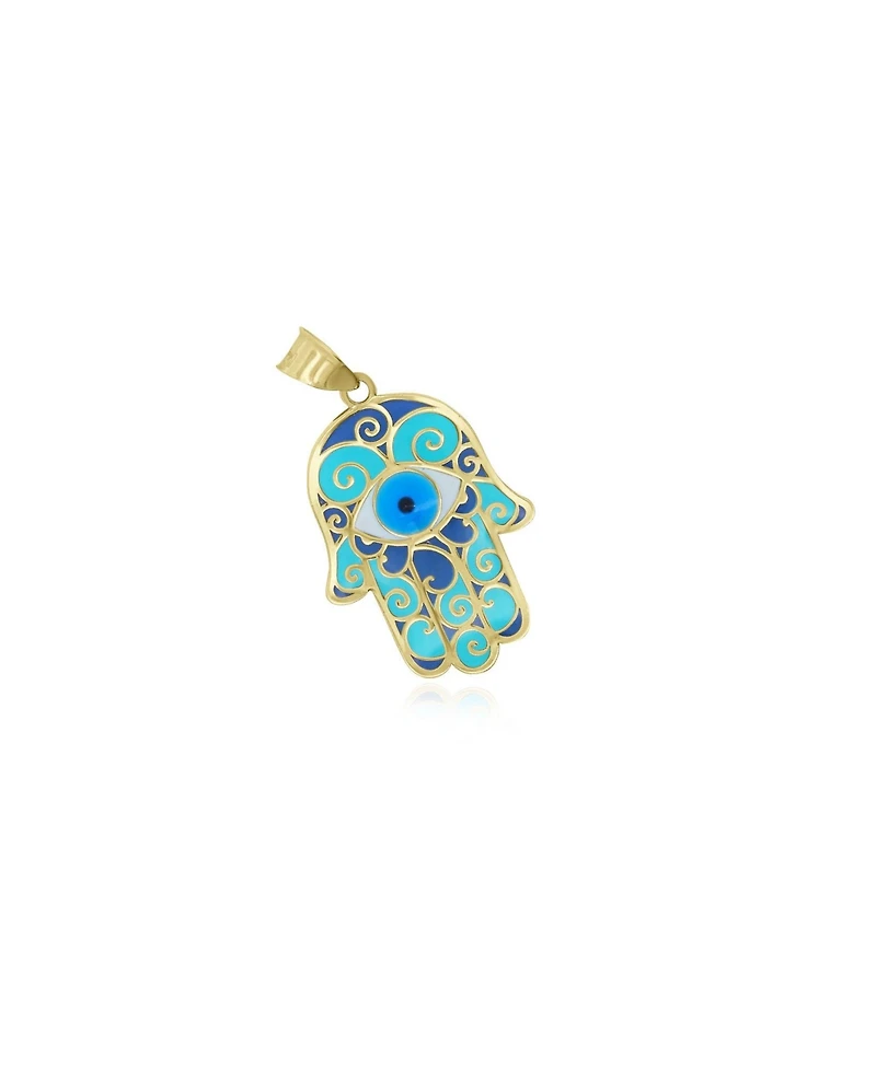 The Lovery Blue Enamel Hamsa Charm 14K Gold