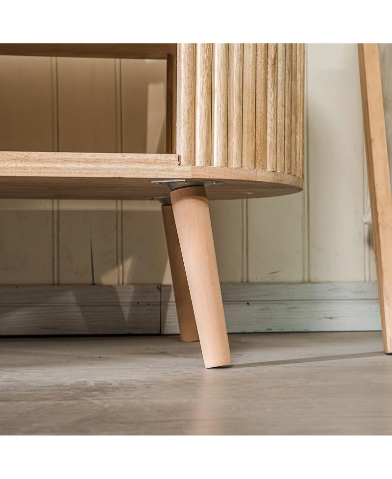 Nordlys - Beige Velvet and Wood Storage Bench Exotic Boho Entry