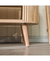 Nordlys - Beige Velvet and Wood Storage Bench Exotic Boho Entry