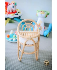 Rattan Baby High Chair Beige Exotic Boho Bedroom
