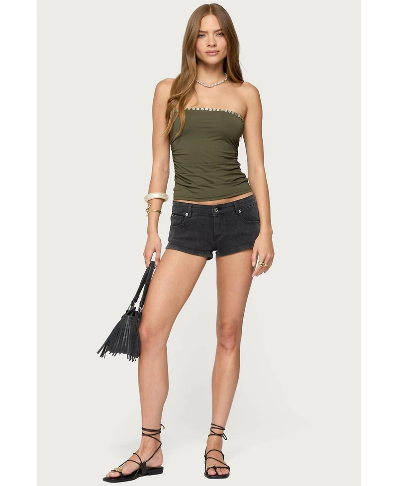 Edikted Womens Liat Ruched Built Bra Tube Top