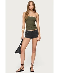 Edikted Womens Liat Ruched Built Bra Tube Top
