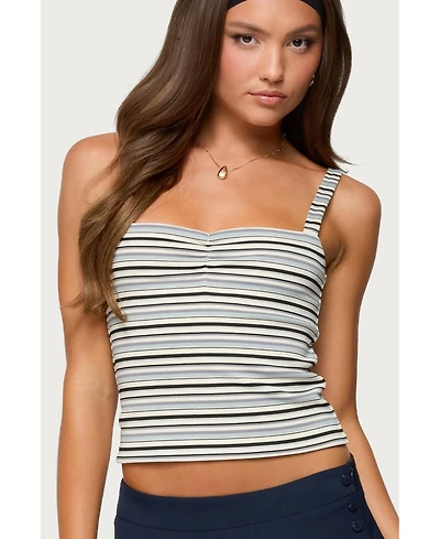 Edikted Women's Adelia Striped Ruched Tank Top
