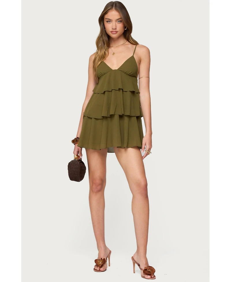 Edikted Women's Gwynne Chiffon Ruffled Mini Dress