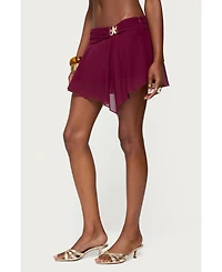 Edikted Women's Sea Star Asymmetric Chiffon Mini Skirt