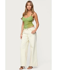 Edikted Women's Azelia Beaded Sheer Chiffon Top