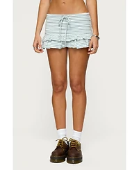 Edikted Women's Avia Ruffle Striped Mini Skort