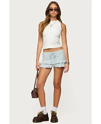 Edikted Women's Avia Ruffle Striped Mini Skort