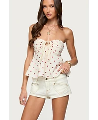 Edikted Women's Izzey Polka Dot Strapless Babydoll Top