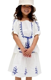 Raffya Kids Little Girls Ally Peplum Embroidered Blouse