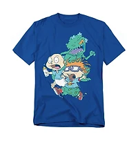 Logovision Men's Rugrats Tommy And Chucky Run From Reptar T-Shirt