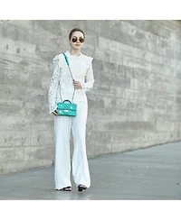 Susu Small Green Leather Crossbody Bag with Silver Studs Designer Purse for Women