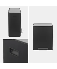 Rectangular Stainless-Steel-Made Matt Black Recycle Step-on Trash Can with Dual 30 liter + Compartments for Kitchen