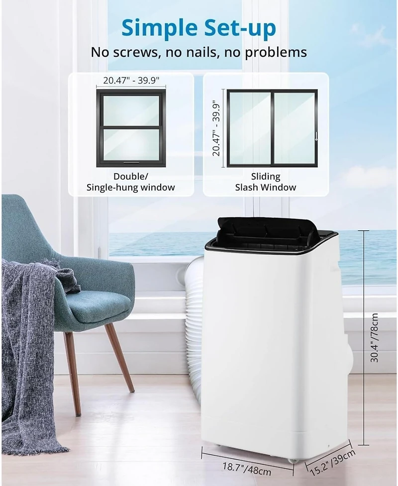 gaomon 14,000 Btu Portable Air Conditioner - 3-in-1 Cooling Unit, 48dB Ultra Quiet, Window Kits with Drainage Pipe & Remote Control, Black Top Cover