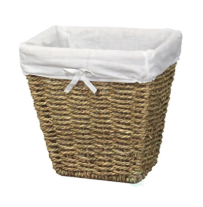 Wickerwise Woven Seagrass Small Waste Bin Lined with White Washable Lining