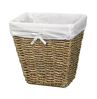 Wickerwise Woven Seagrass Small Waste Bin Lined with White Washable Lining