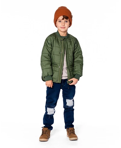 Deux par Big Boys Quilted Mid-Season Jacket Khaki