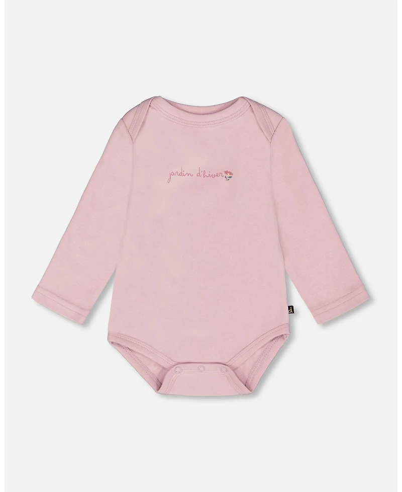 Deux par Baby Girl Cotton Long Sleeve Romper Neutral Purple