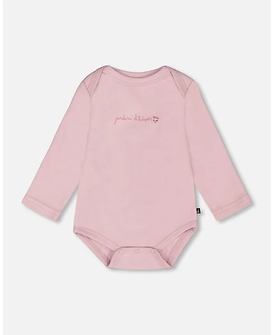 Deux par Baby Girl Cotton Long Sleeve Romper Neutral Purple