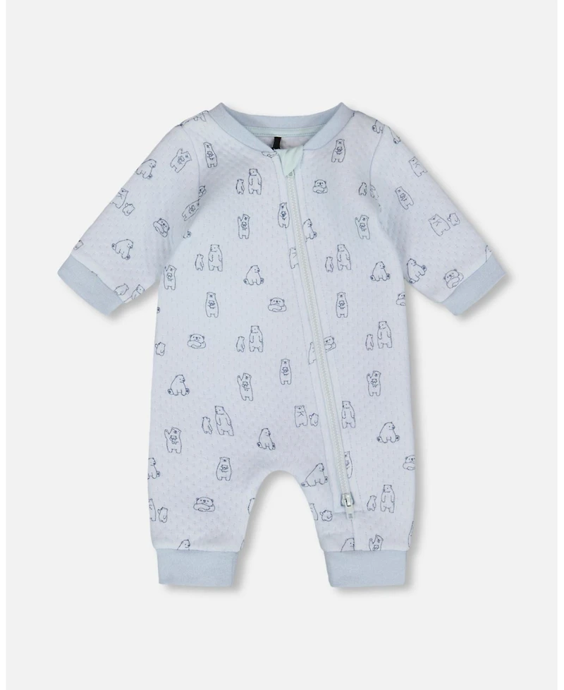 Deux par Baby Boy Cotton One-Piece and Romper Blue Bear Print