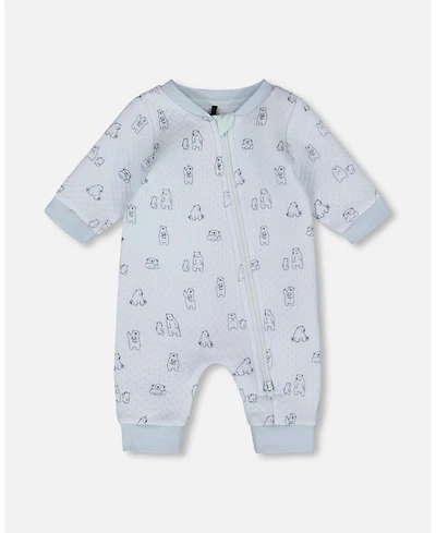 Deux par Baby Boy Cotton One-Piece and Romper Blue Bear Print