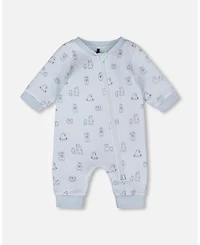 Deux par Baby Boy Cotton One-Piece and Romper Blue Bear Print