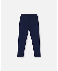 Deux par Girl Cotton Jersey Leggings Dark Blue with Cats - Toddler|Child