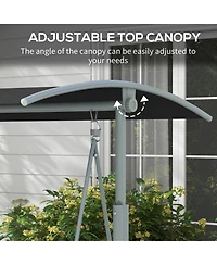 Outsunny 2 Person Porch Swing with Canopy, Table, Storage Console,