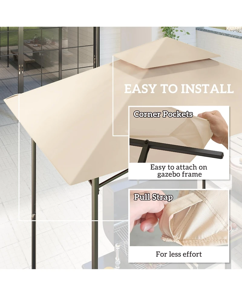 Outsunny 5' x 8' Grill Gazebo Canopy Replacement Cover Only,