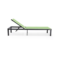 LeisureMod Marlin Patio Chaise Lounge Chair With Black Aluminum Frame