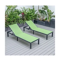 LeisureMod Marlin Patio Chaise Lounge Chair With Black Aluminum Frame