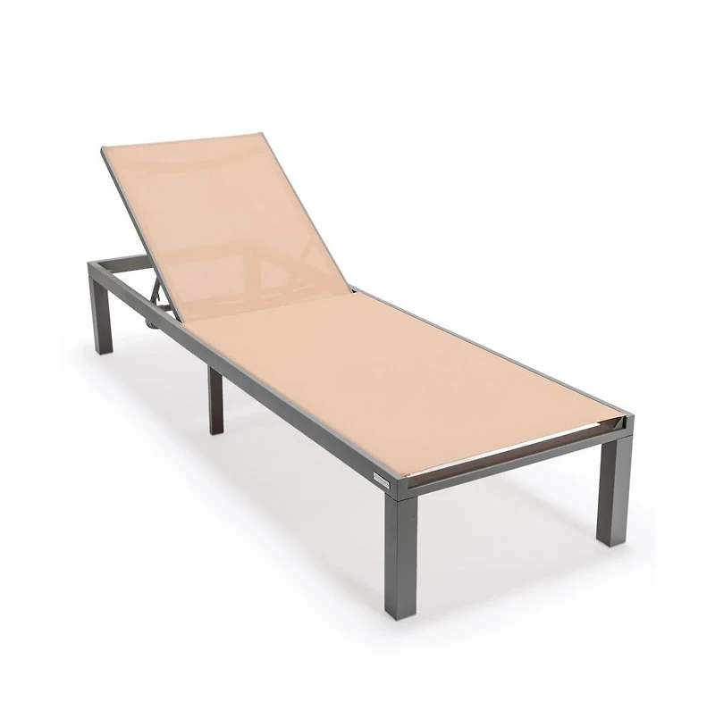 LeisureMod Marlin Patio Chaise Lounge Chair With Grey Aluminum Frame