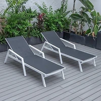 Leisuremod Marlin 2 Piece Aluminum Patio Chaise Lounge Chairs With Armrests