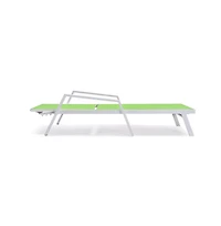 LeisureMod Lounge Chair With Armrests in White Aluminum Frame, Set of 2