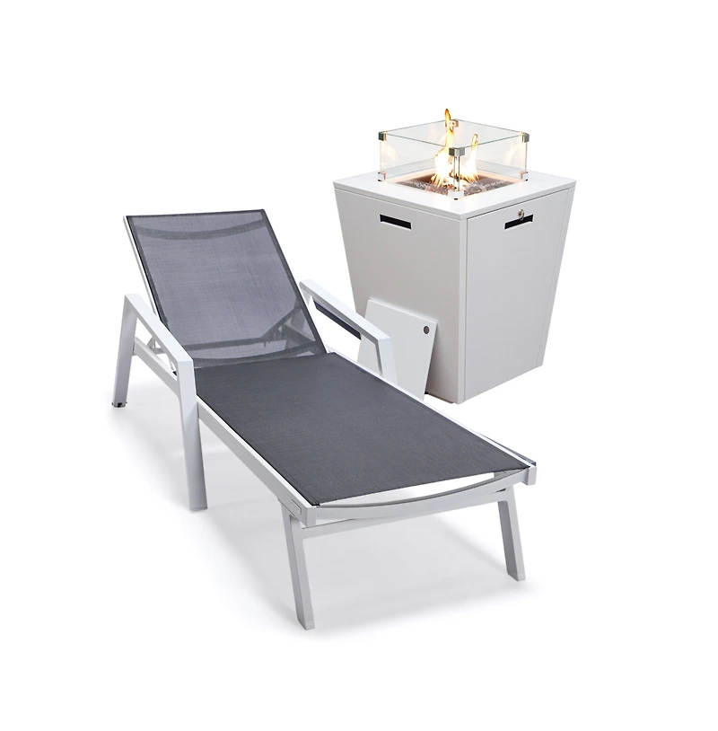 LeisureMod Aluminum Outdoor Patio Chaise Lounge Chair With Arms