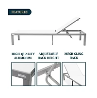LeisureMod Aluminum Outdoor Patio Chaise Lounge Chair