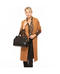 Susu Black Leather Satchel Bag Classic Pebble Leather Handbag with Top Handles & Detachable Shoulder Strap