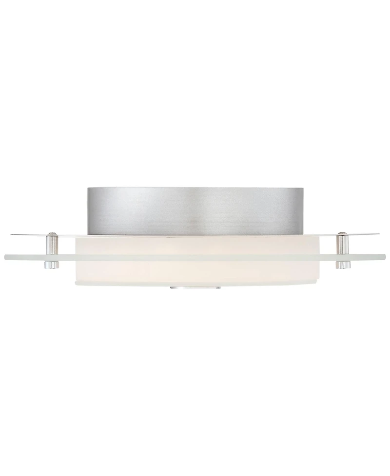 Possini Euro Design Clarival Modern Ceiling Light Flush Mount Fixture 12 1/2" Wide Chrome Dimmable Led Clear Ring White Acrylic Diffuser for Bedr