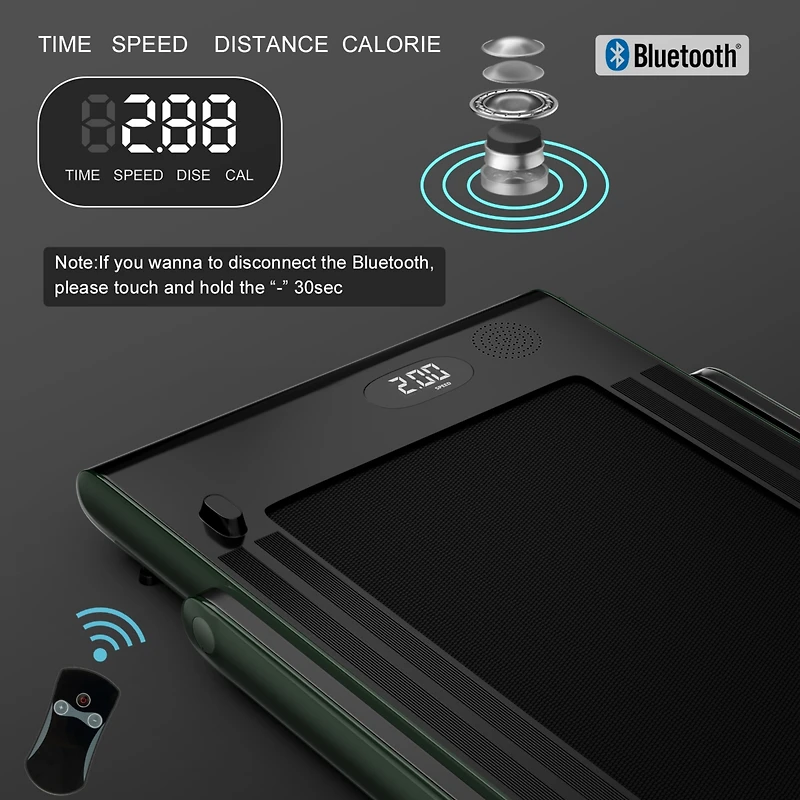 2.25HP 2-in-1 Folding Treadmill with App Control, Speaker, and Remote
