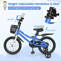Akiudex 16 Inch Kids Bike with Removable Training Wheels - Blue