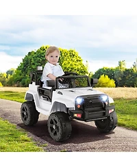 12V Kids Ride-On Truck with Remote Control and Headlights - White