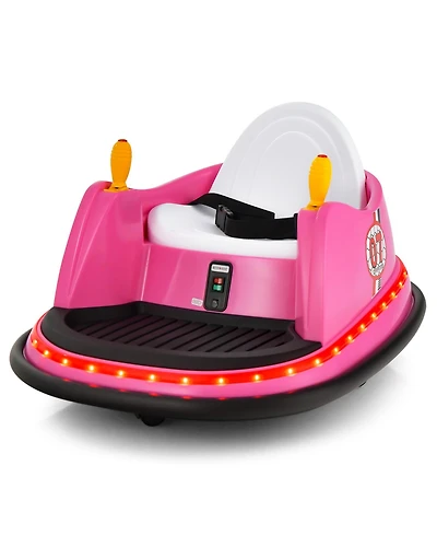 12V Electric Kids Ride-On Bumper Car with Flashing Lights for Toddlers - Pink