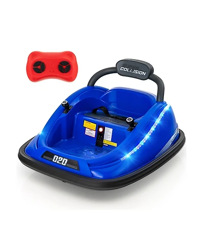 12V Kids Bumper Car Ride-On Toy with Remote Control and 360° Spin Rotation - Blue