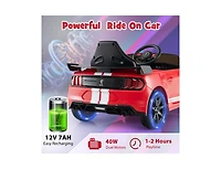 12V Licensed Ford Mustang Shelby GT500 Kids Ride-On Car with Remote Control for Ages 3-8 - Red