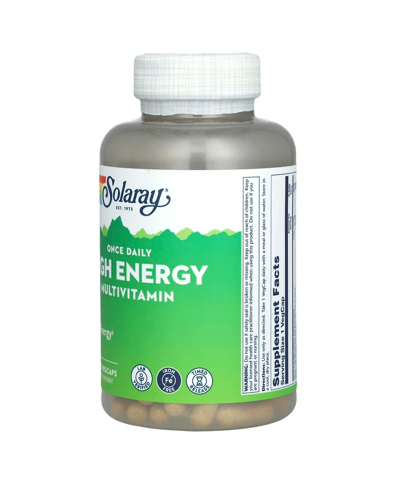 Solaray Once Daily High Energy Multivitamin Iron Free - 120 VegCaps