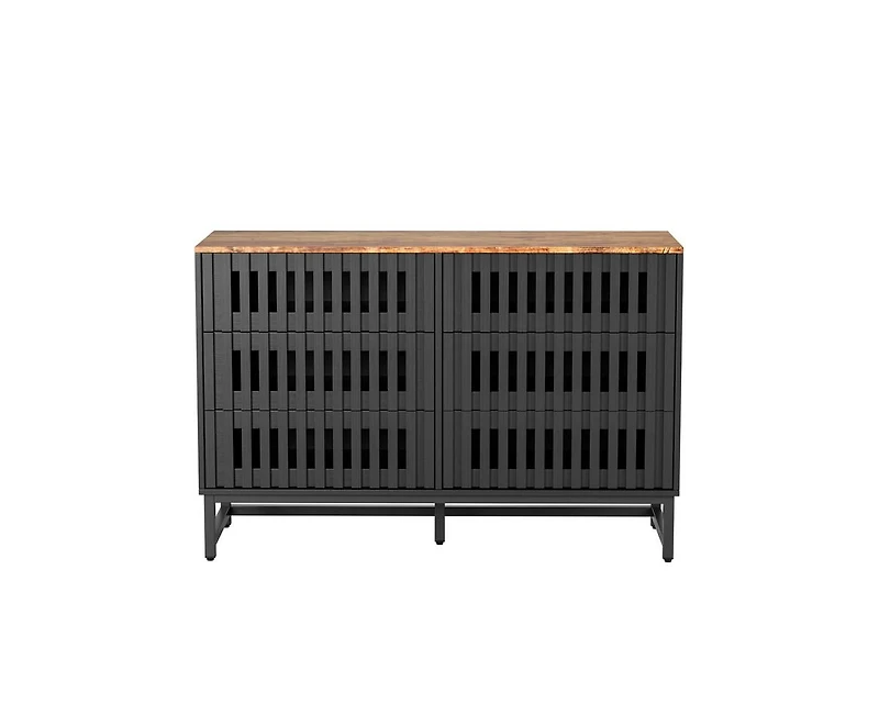 Casainc Storage Cabinet with Slatted Grille Striped Drawer