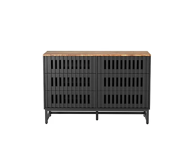 Casainc Storage Cabinet with Slatted Grille Striped Drawer