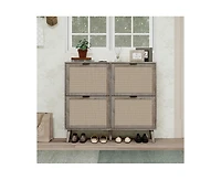 Casainc Freestanding Modern Storage Cabinet with 4 Door Shoe Rack
